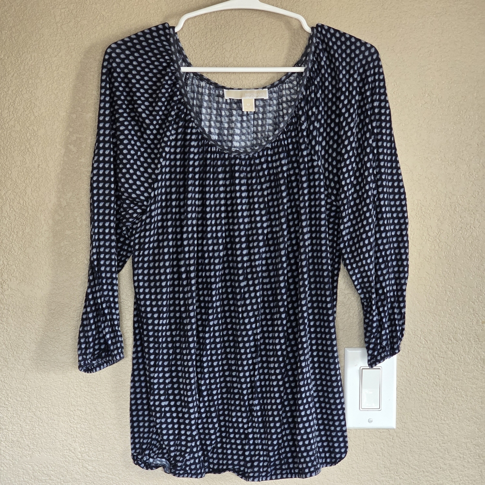 Michael Kors Lightweight Boho Top • Micro Paisley Print‎ • ¾ Sleeve • M